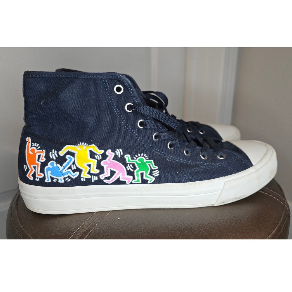 Keith Haring Men's Navy Blue Canvas High Top Sneakers Size 11.5 - Picture 4 of 11